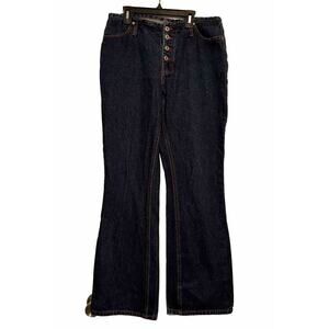 Y2K 90s No Excuses Flare Jeans wear tough Blue‎ Pockets 11 12 Red Stitching